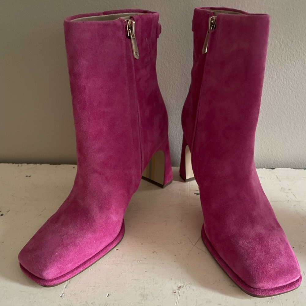 Sam Edelman Pink Suede Ankle Boots